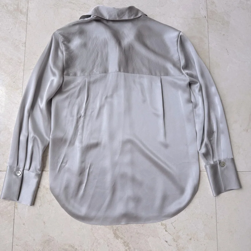 Vince Silk button up shirt gray size XXS - Picture 10 of 16